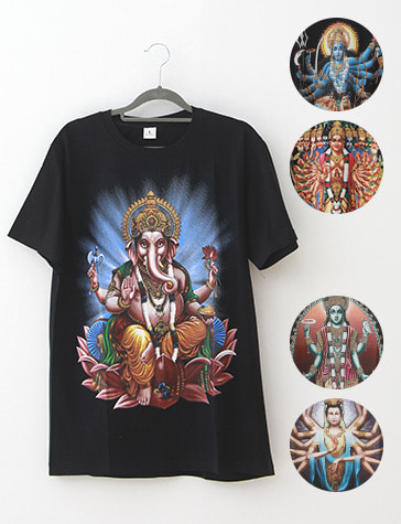 힌디갓 반팔 티셔츠 (5종) (L)  인도 에스닉 패션 상의