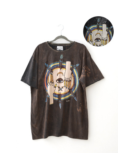 사바하 반팔 티셔츠 (2종) (XL) 에스닉 히피룩 스타일 패션
