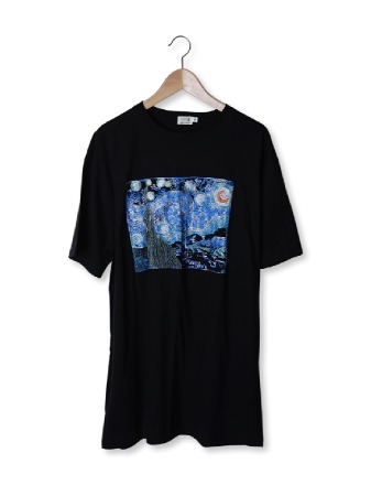별이 빛나는 밤 자수 티셔츠 (XL,2XL)