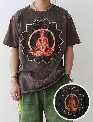 열반화 반팔 티셔츠 (2종) (XL,3XL)  에스닉 히피룩 스타일 패션