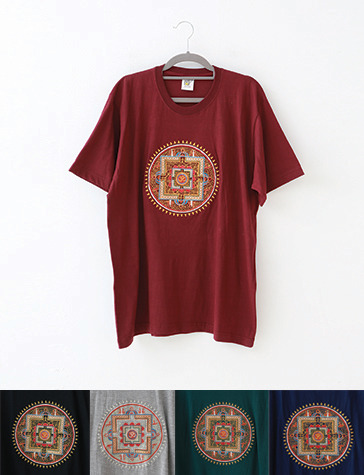 티벳 만다라 자수 티셔츠 (5종)  에스닉 히피 스타일 상의